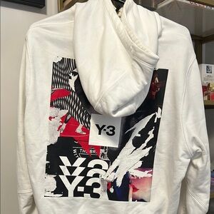 Y-3 White Hoodie with Abstract Graphic